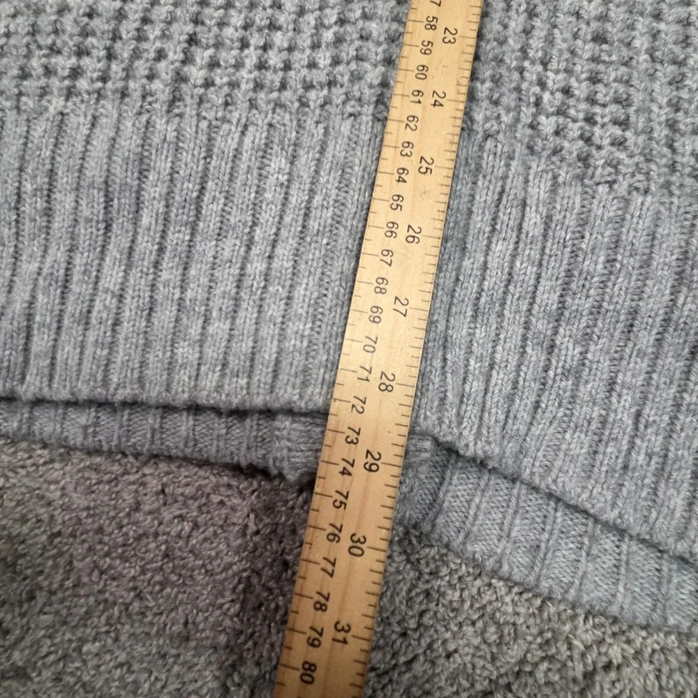 Aerie Cardigan Womens Large Grey Wool Blend Chunky Waffle Knit Boyfriend Sweater